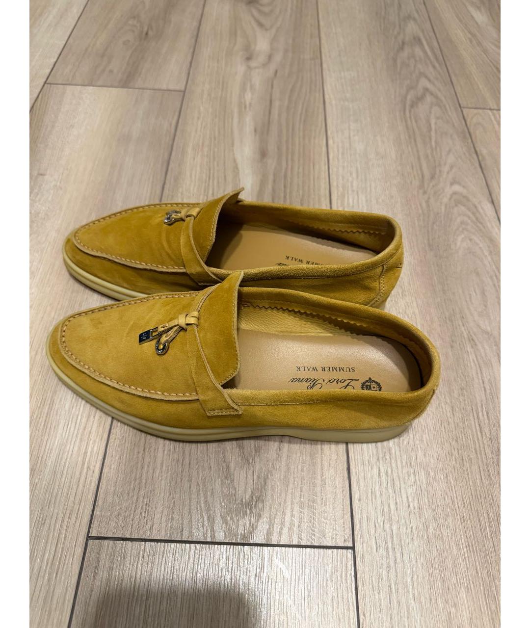 LORO PIANA Горчичные замшевые лоферы, фото 3