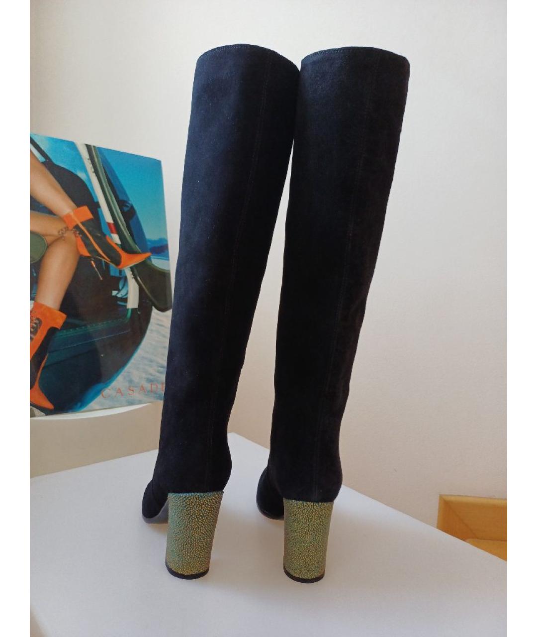 SERGIO ROSSI Черные замшевые сапоги, фото 5