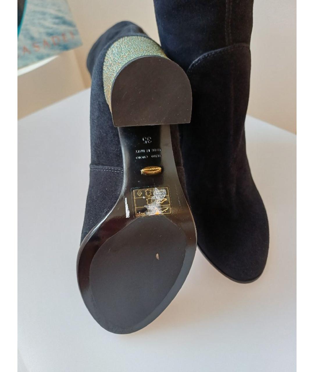 SERGIO ROSSI Черные замшевые сапоги, фото 7