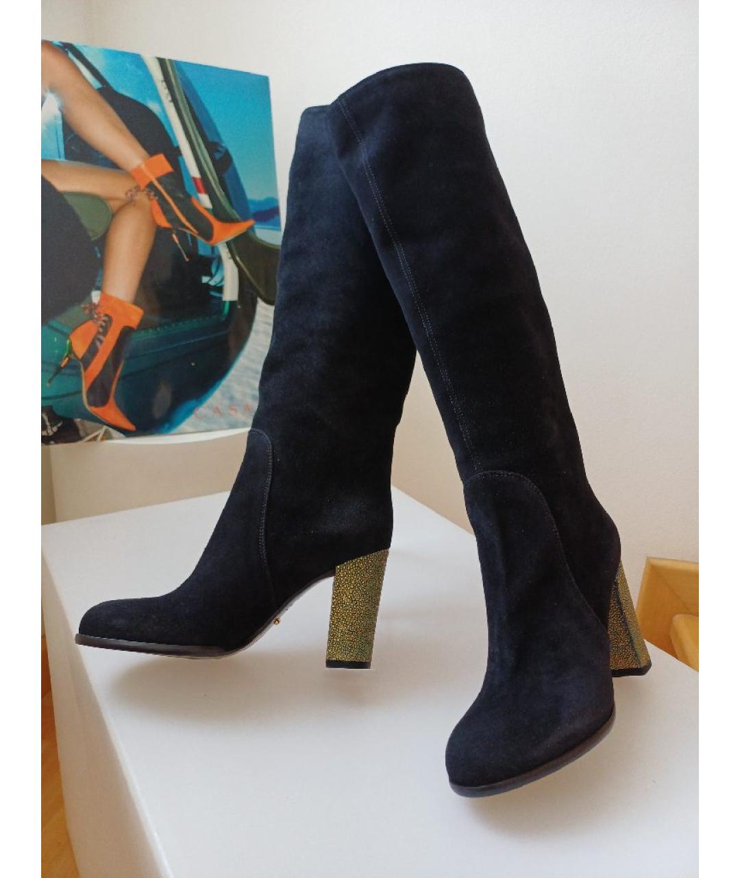 SERGIO ROSSI Черные замшевые сапоги, фото 3