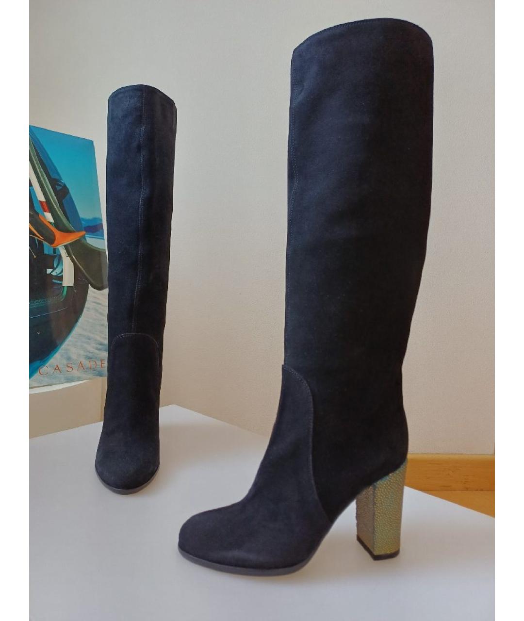 SERGIO ROSSI Черные замшевые сапоги, фото 4