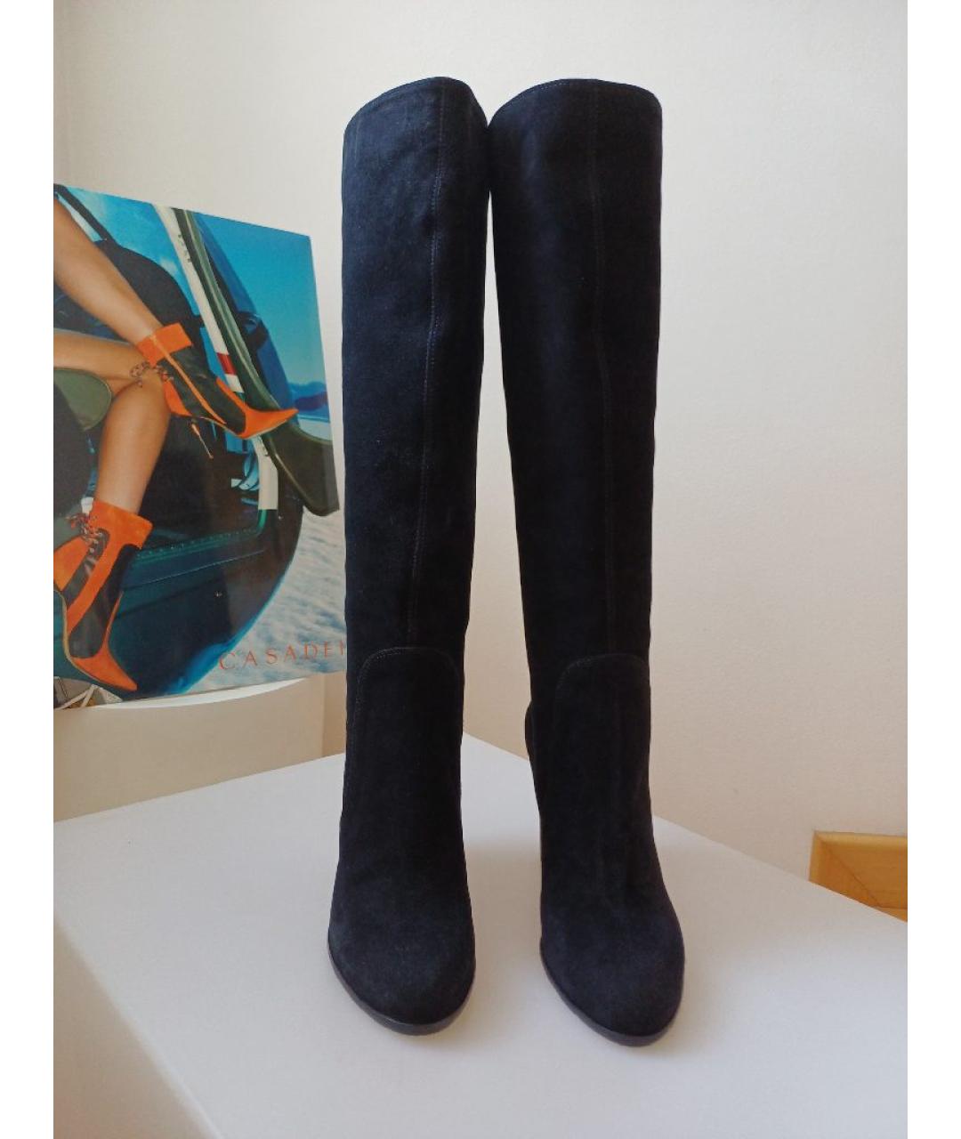 SERGIO ROSSI Черные замшевые сапоги, фото 6