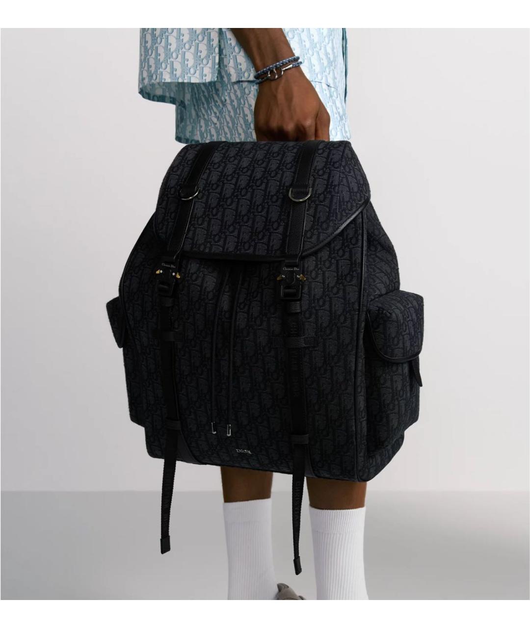 CHRISTIAN DIOR Темно-синий тканевый рюкзак, фото 2