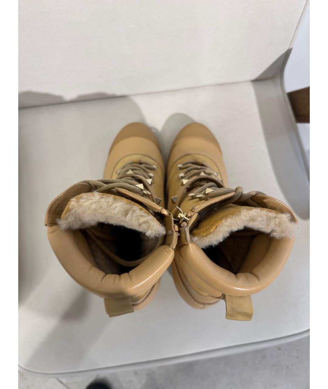 VALENTINO Бежевые кожаные ботильоны, фото 3