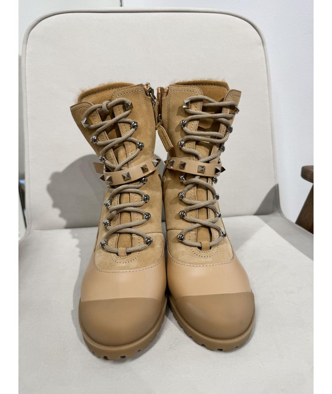 VALENTINO Бежевые кожаные ботильоны, фото 2