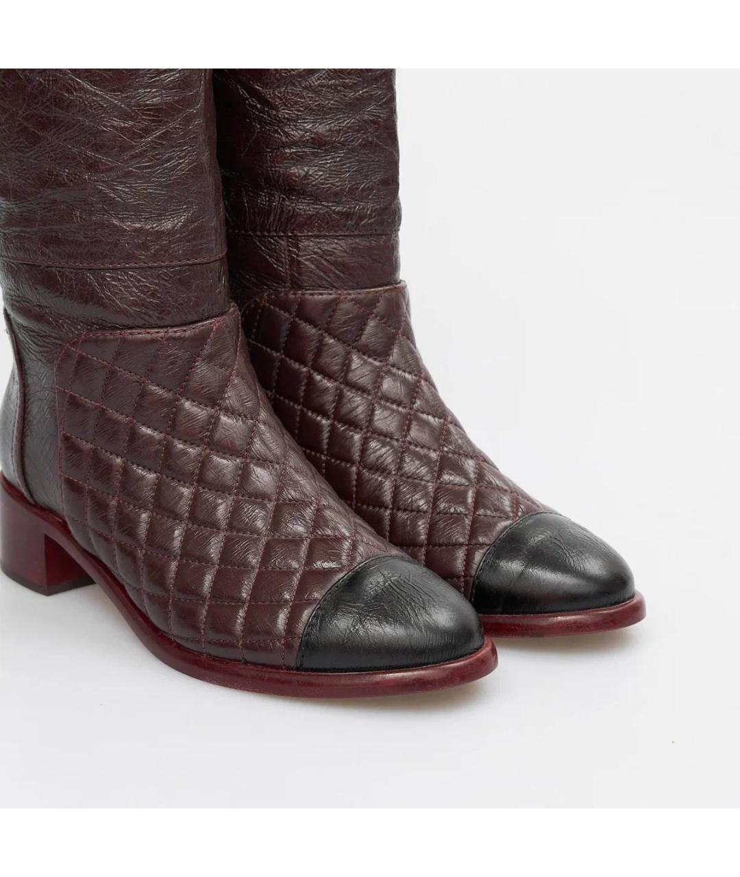 CHANEL Коричневые кожаные сапоги, фото 3