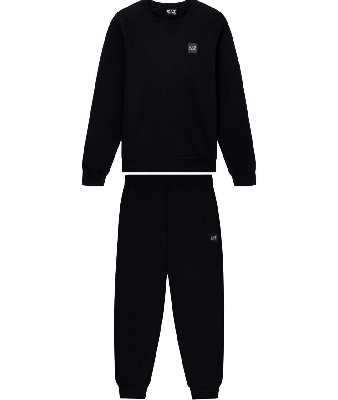 EA7 Черный хлопковый спортивный костюм, фото 1