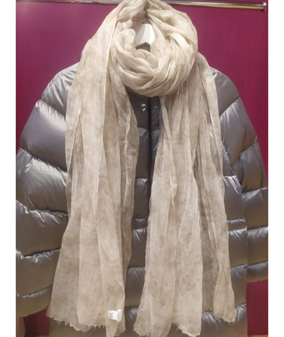 BRUNELLO CUCINELLI Бежевый кашемировый шарф, фото 4