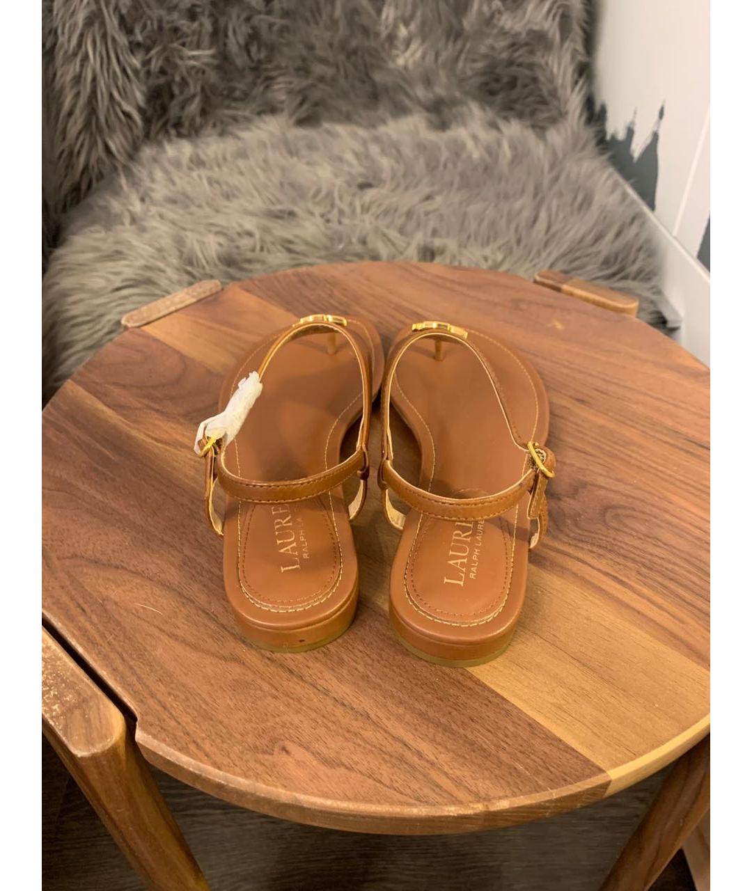 RALPH LAUREN Коричневые кожаные босоножки, фото 4