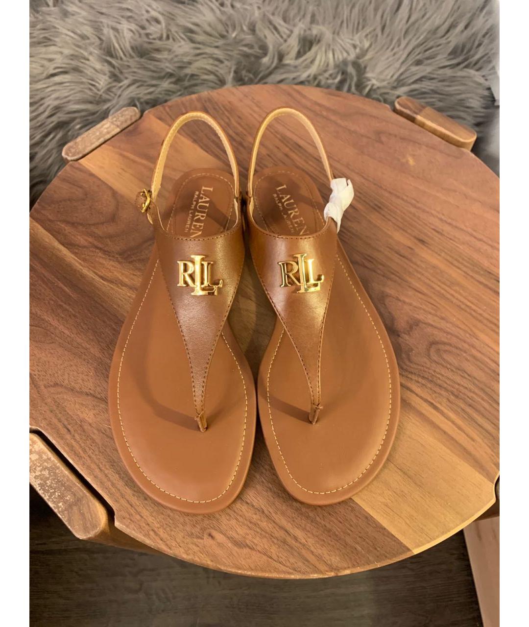 RALPH LAUREN Коричневые кожаные босоножки, фото 6