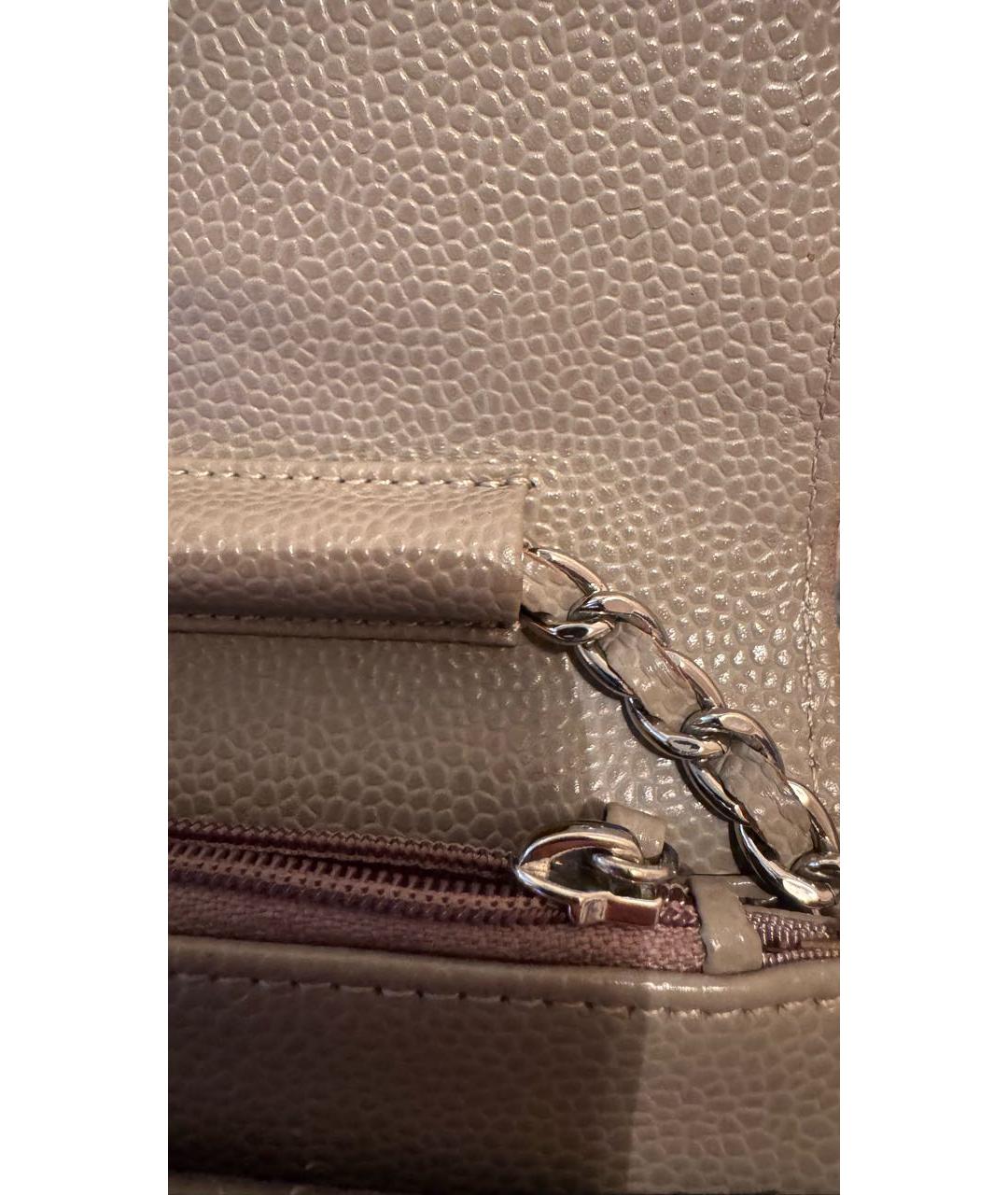 CHANEL Бежевая кожаная сумка через плечо, фото 5