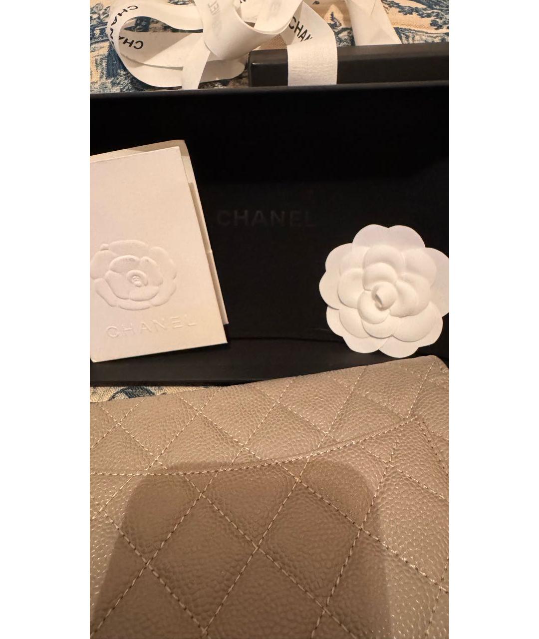 CHANEL Бежевая кожаная сумка через плечо, фото 7