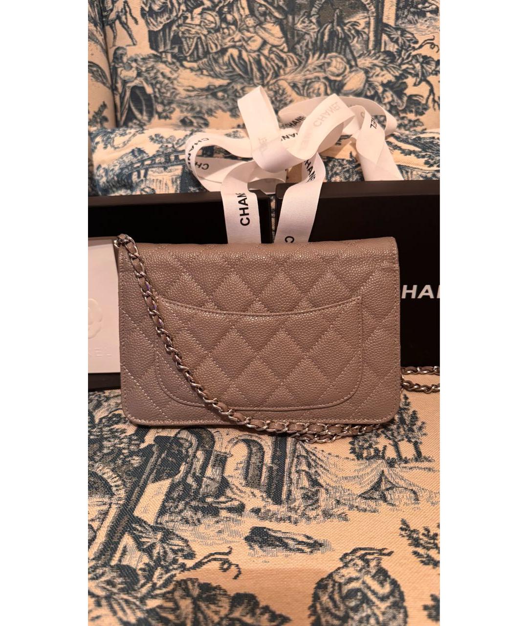 CHANEL Бежевая кожаная сумка через плечо, фото 6