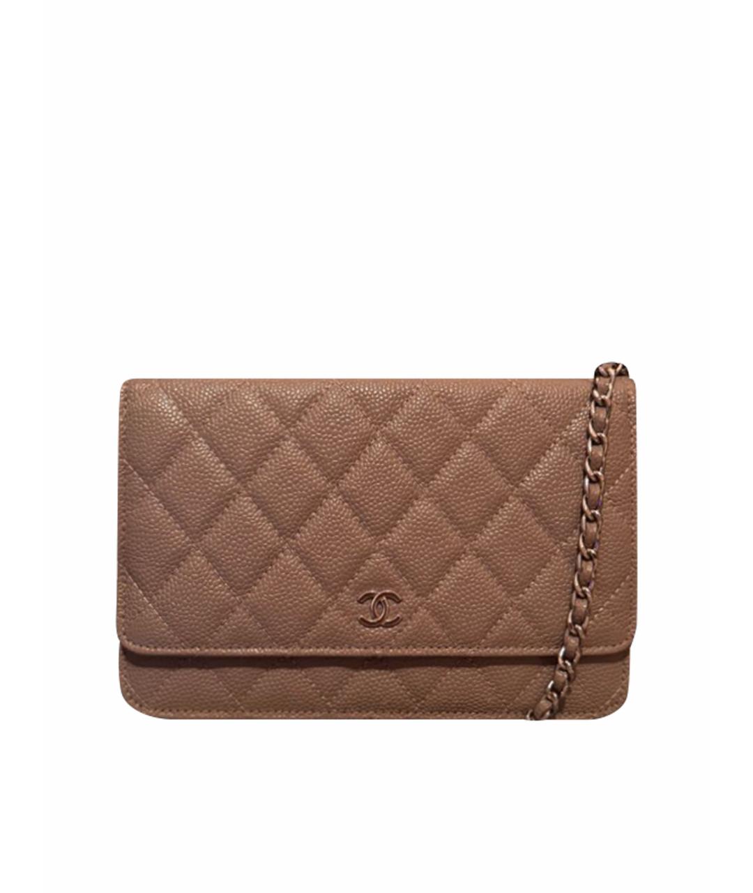 CHANEL Бежевая кожаная сумка через плечо, фото 1