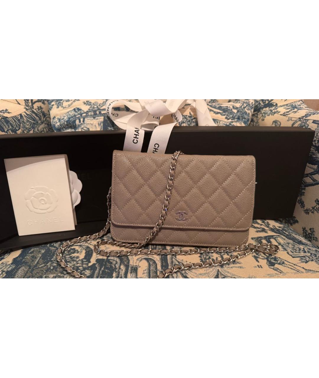 CHANEL Бежевая кожаная сумка через плечо, фото 2