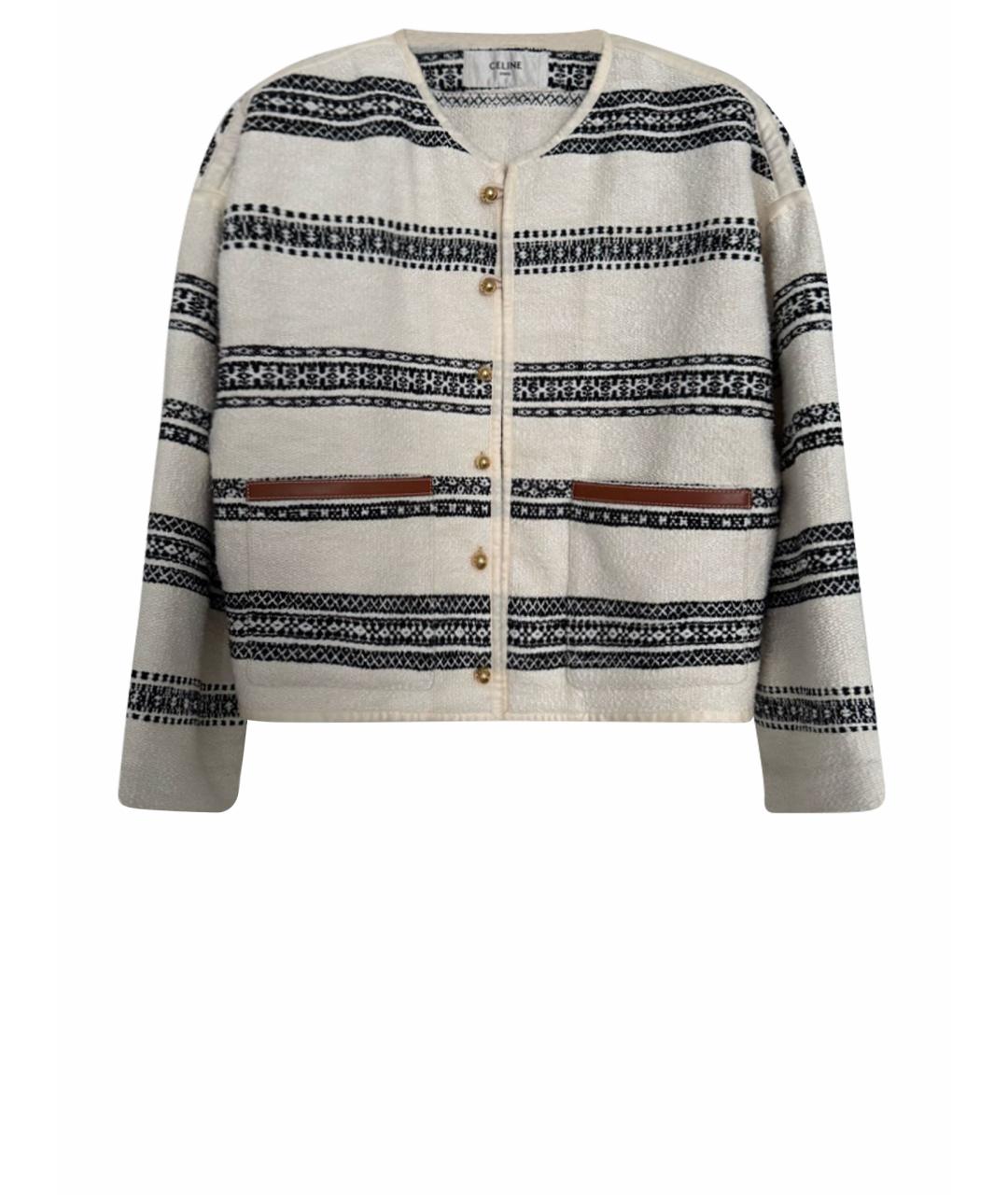 CELINE Бежевый шерстяной жакет/пиджак, фото 1