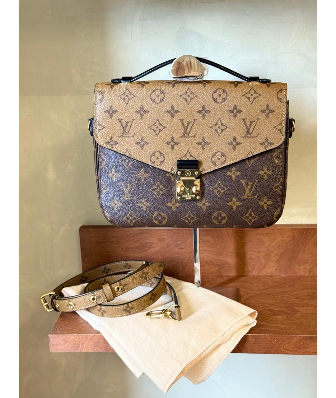 LOUIS VUITTON Коричневая сумка через плечо из искусственной кожи, фото 9