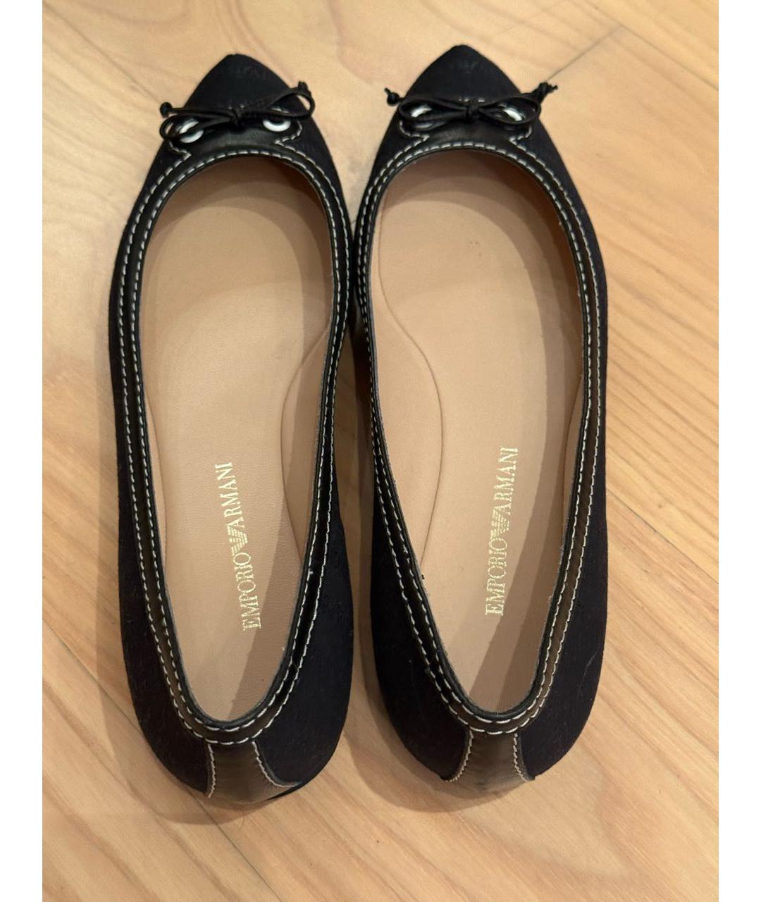 EMPORIO ARMANI Черные текстильные балетки, фото 3