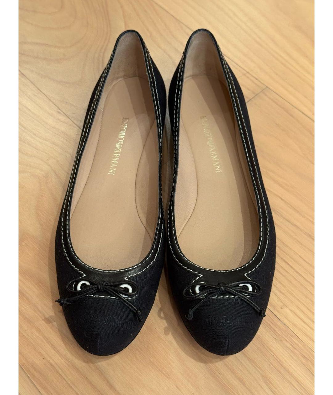 EMPORIO ARMANI Черные текстильные балетки, фото 2
