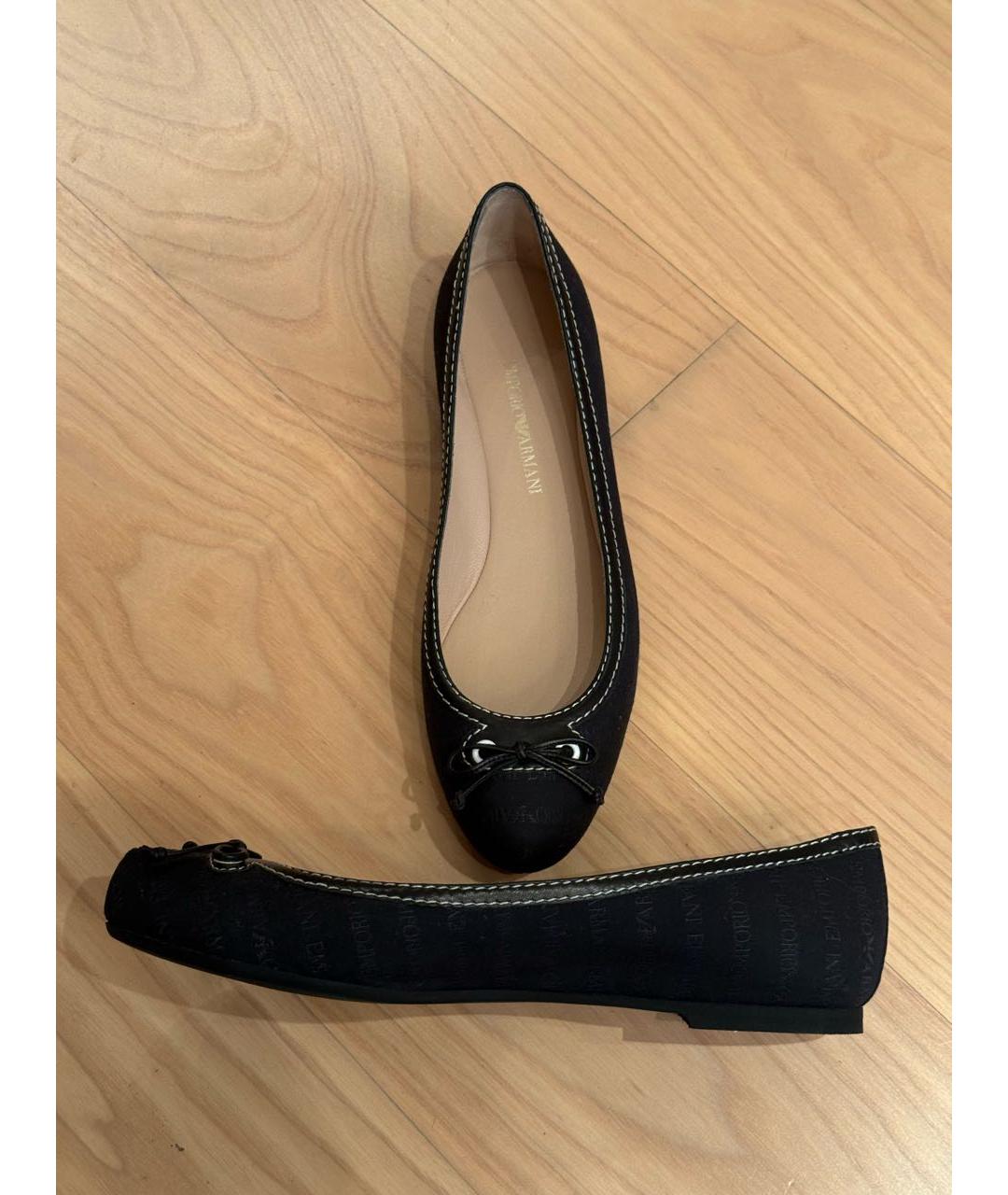 EMPORIO ARMANI Черные текстильные балетки, фото 5