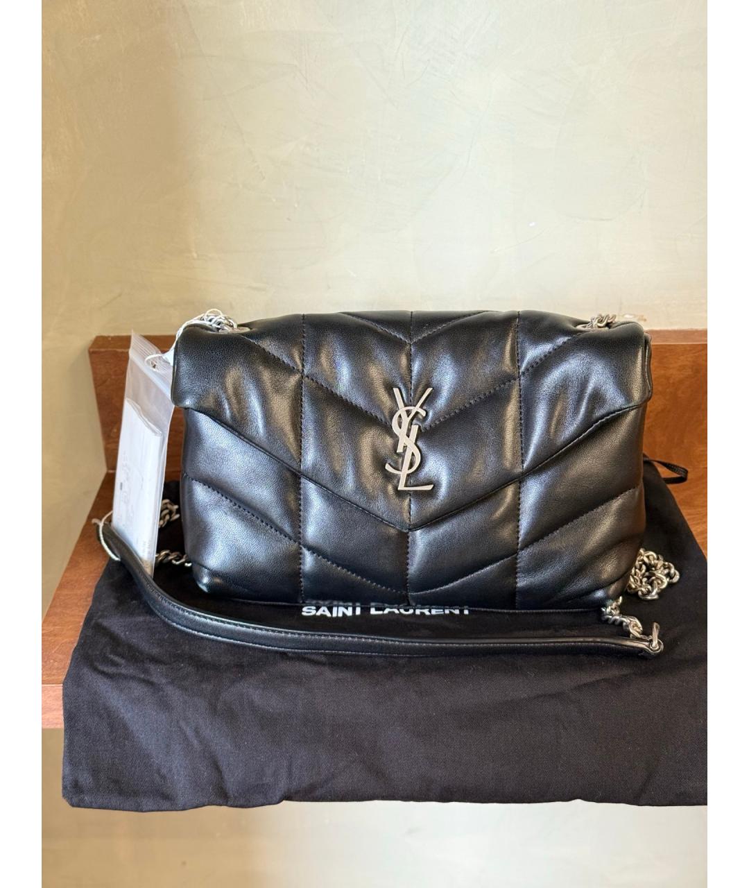 SAINT LAURENT Черная кожаная сумка через плечо, фото 9