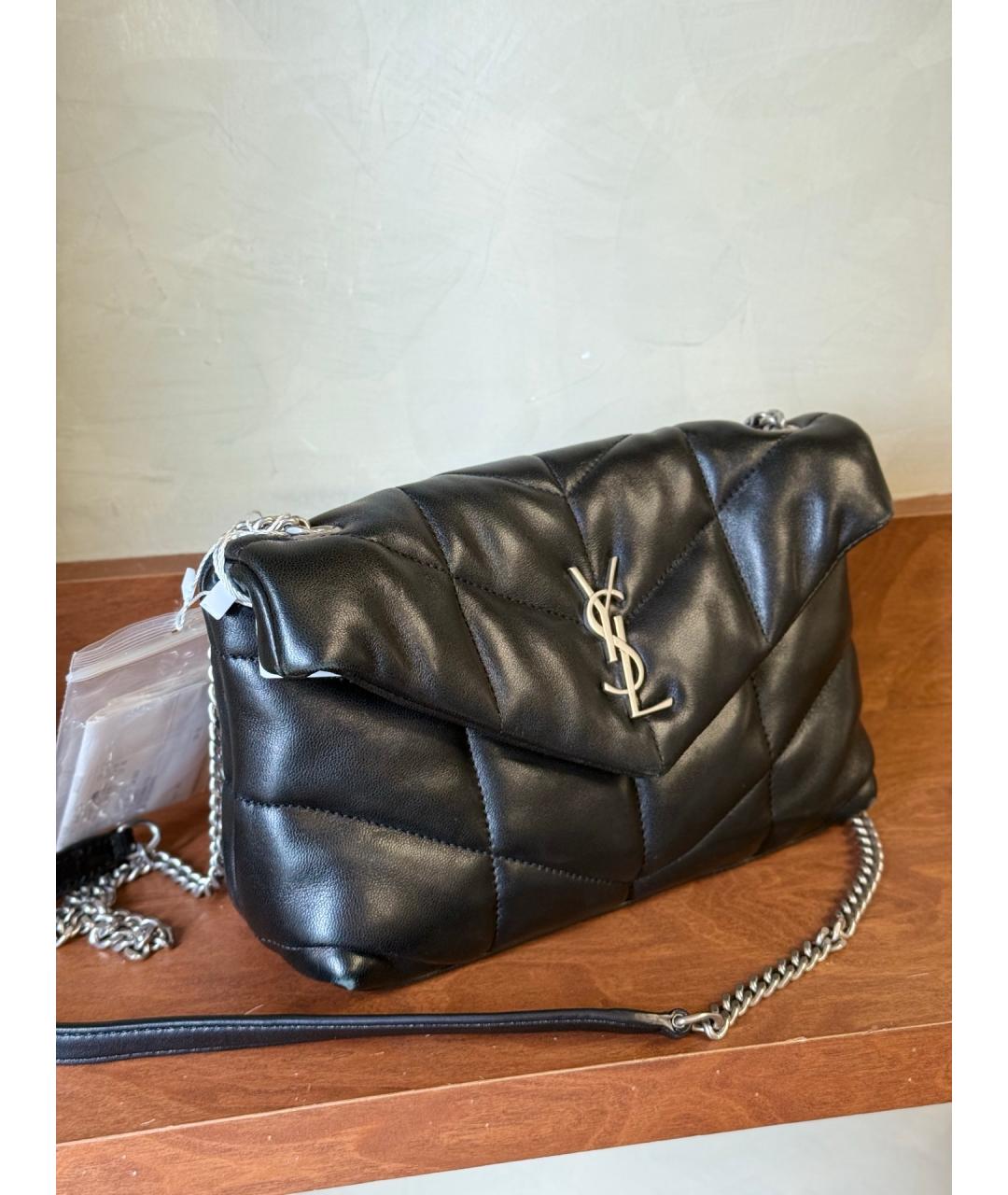 SAINT LAURENT Черная кожаная сумка через плечо, фото 4