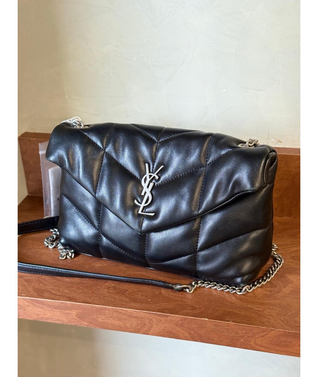 SAINT LAURENT Черная кожаная сумка через плечо, фото 2