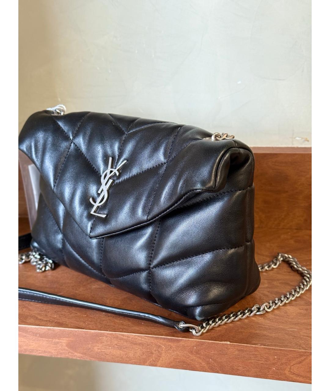 SAINT LAURENT Черная кожаная сумка через плечо, фото 3