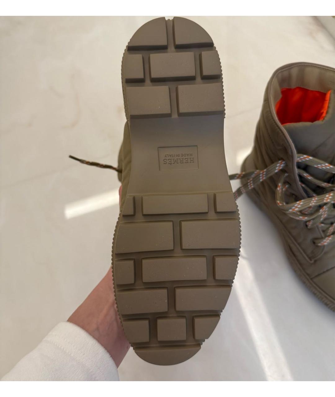 HERMES Хаки текстильные ботинки, фото 7