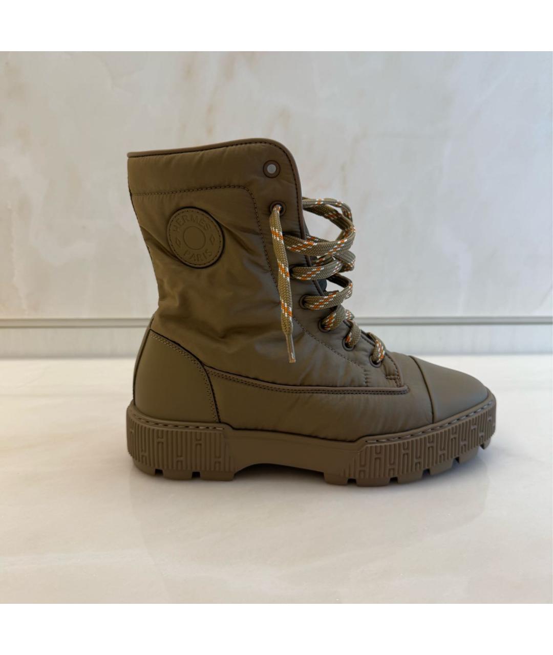 HERMES Хаки текстильные ботинки, фото 9