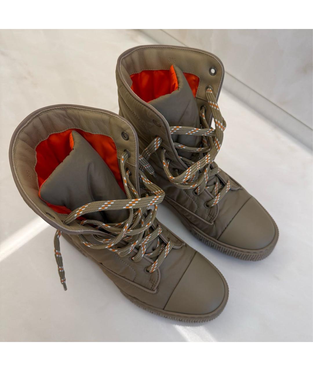 HERMES Хаки текстильные ботинки, фото 5