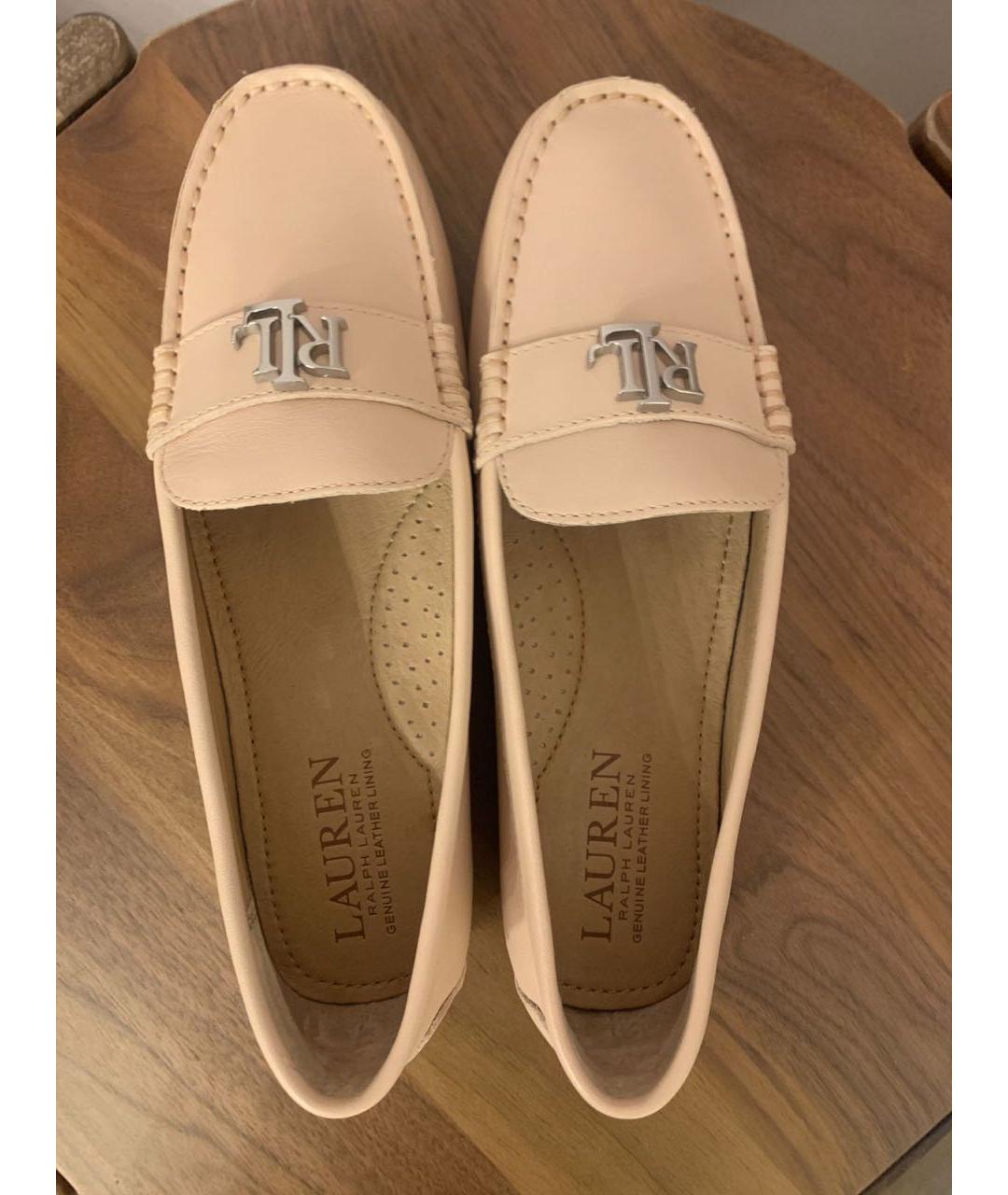 POLO RALPH LAUREN Бежевые кожаные мокасины, фото 3