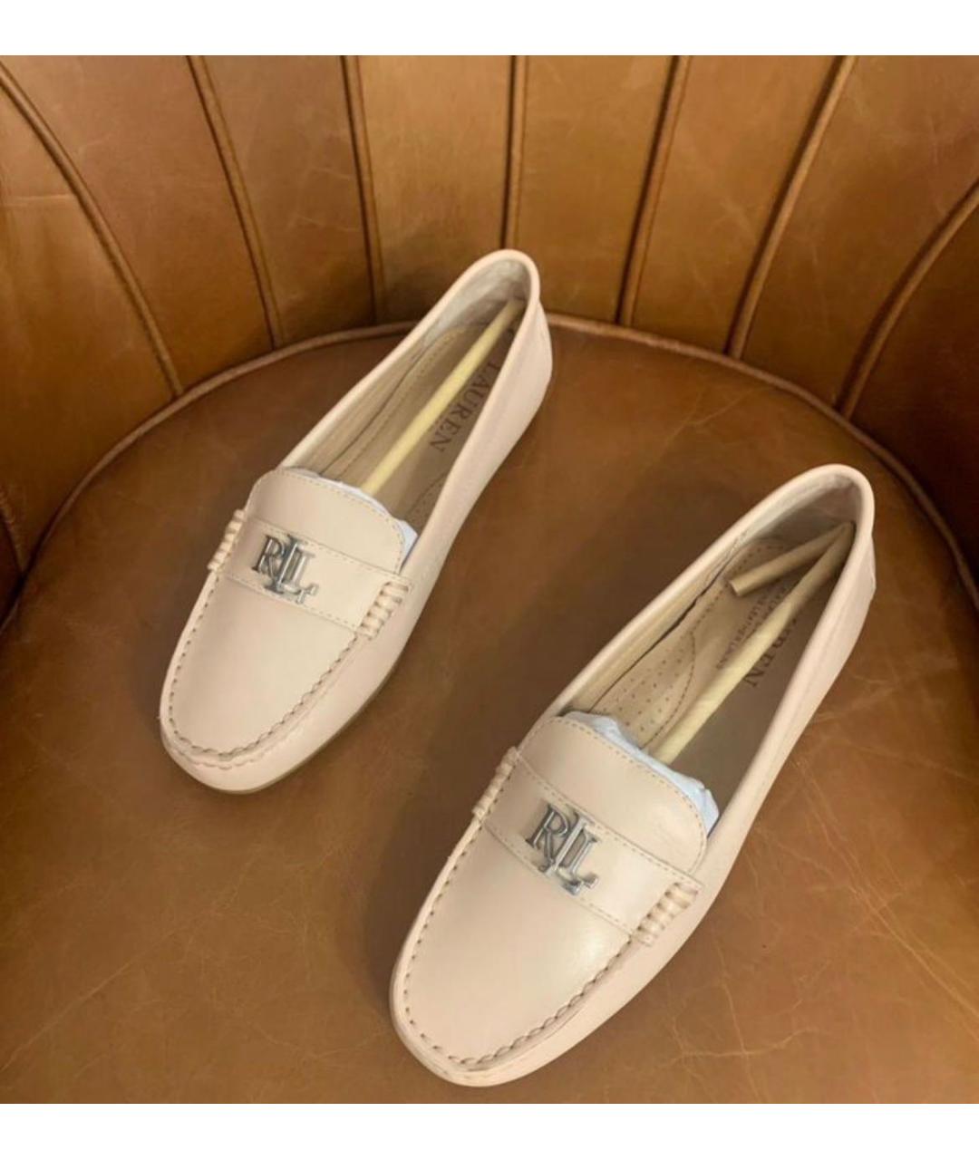 POLO RALPH LAUREN Бежевые кожаные мокасины, фото 2