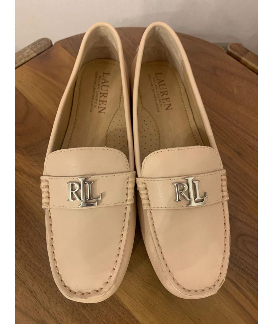 POLO RALPH LAUREN Бежевые кожаные мокасины, фото 7