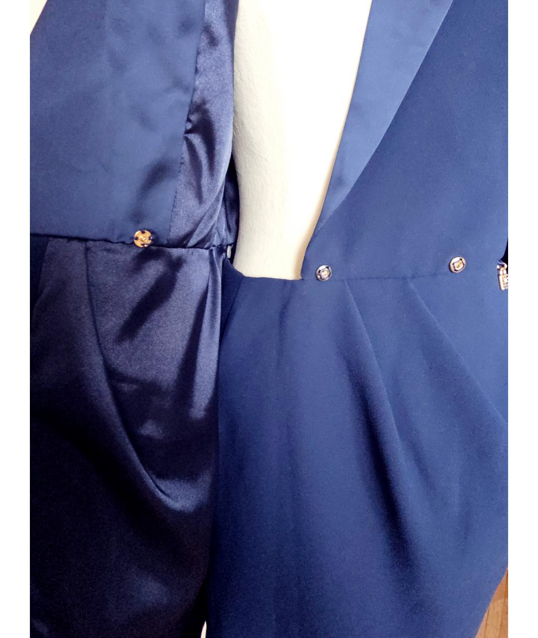 ELISABETTA FRANCHI Синее полиэстеровое коктейльное платье, фото 8