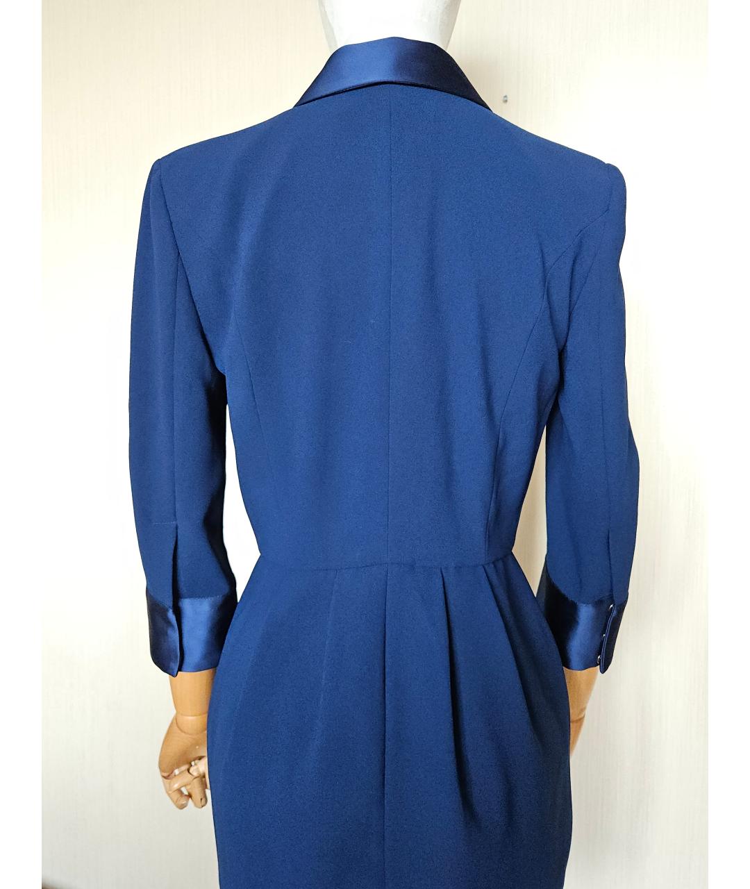 ELISABETTA FRANCHI Синее полиэстеровое коктейльное платье, фото 3