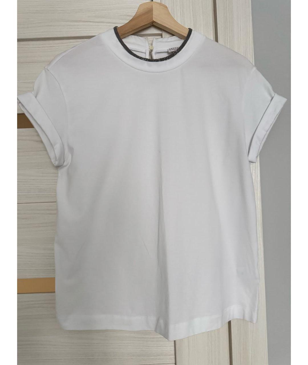 BRUNELLO CUCINELLI Белая хлопковая футболка, фото 5