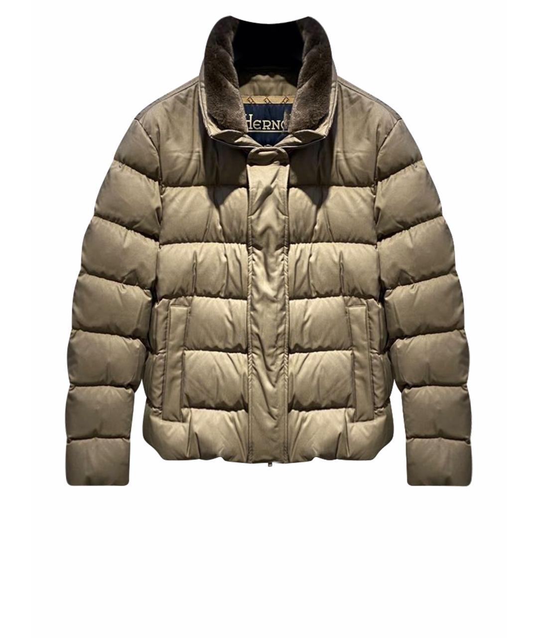 HERNO Коричневая полиэстеровая куртка, фото 1