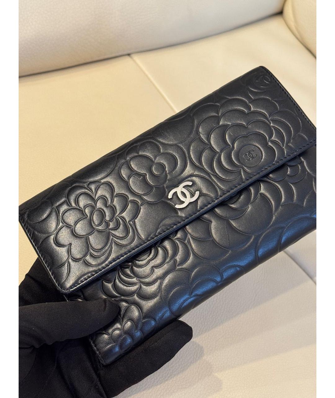 CHANEL Черный кожаный кошелек, фото 3