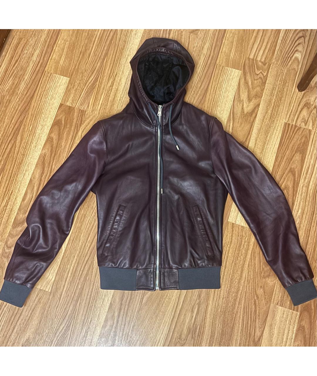 DOLCE&GABBANA Бордовая кожаная куртка, фото 6