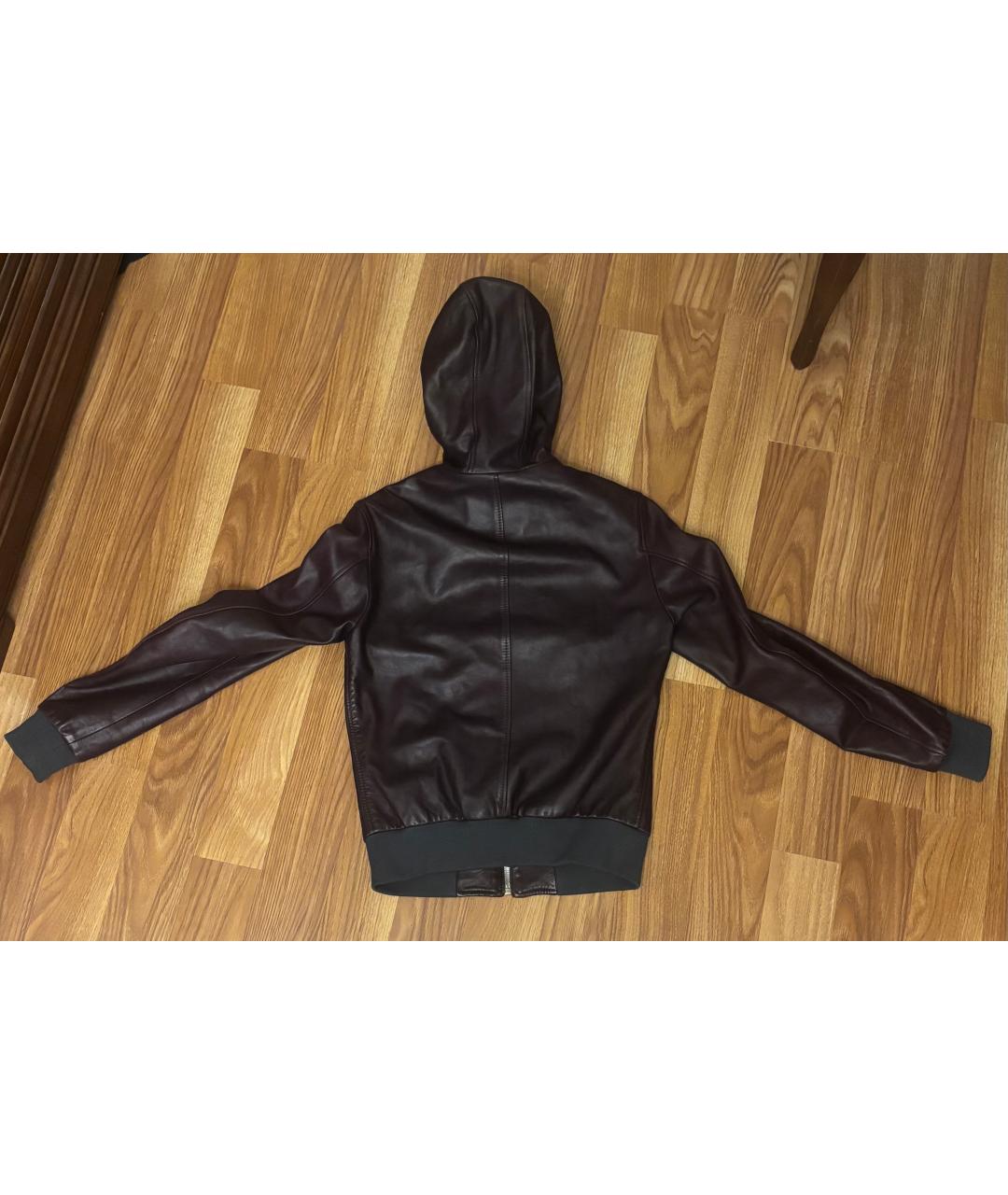 DOLCE&GABBANA Бордовая кожаная куртка, фото 2