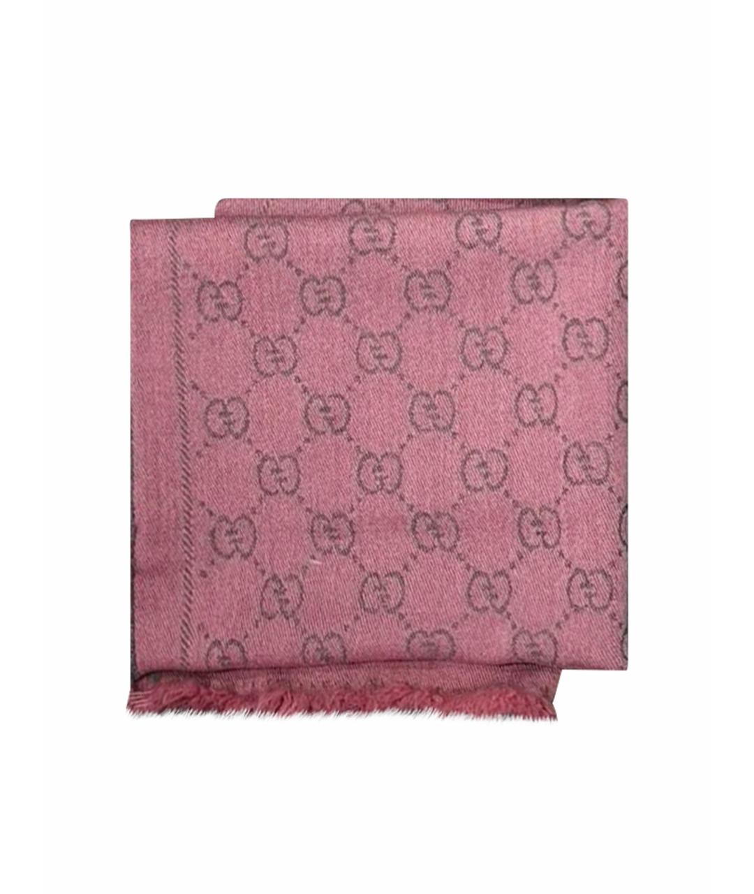 GUCCI Розовый шерстяной шарф, фото 1