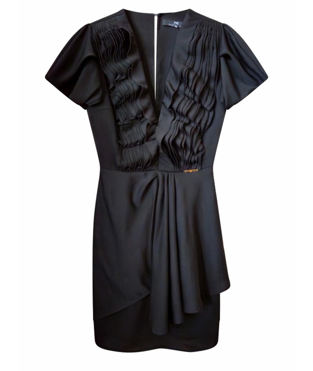 ELISABETTA FRANCHI Черное ацетатное коктейльное платье, фото 1