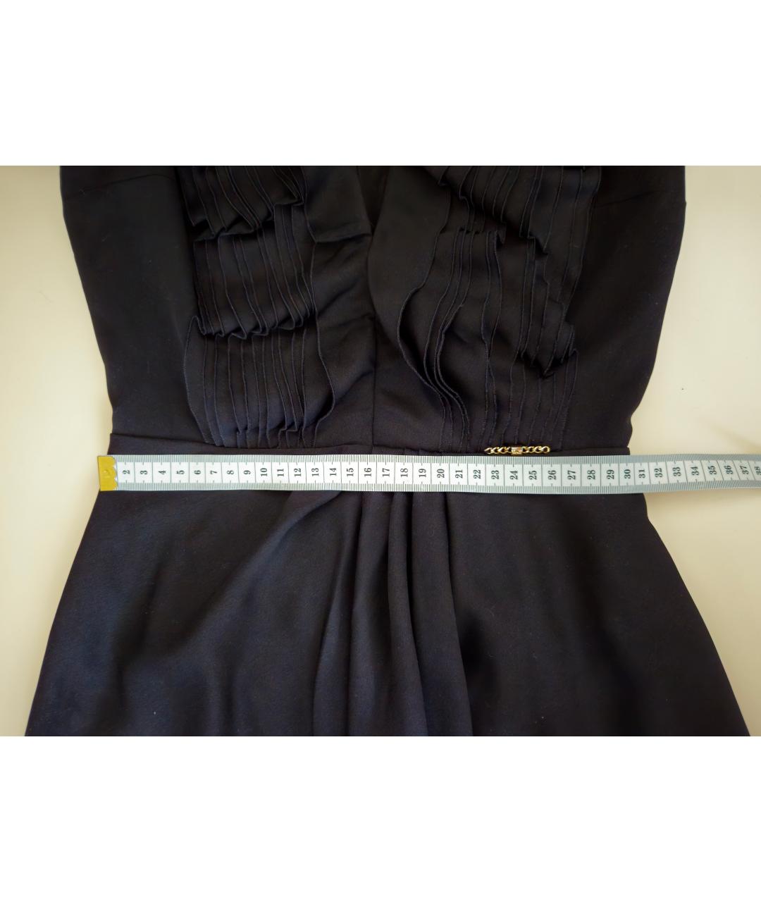 ELISABETTA FRANCHI Черное ацетатное коктейльное платье, фото 7