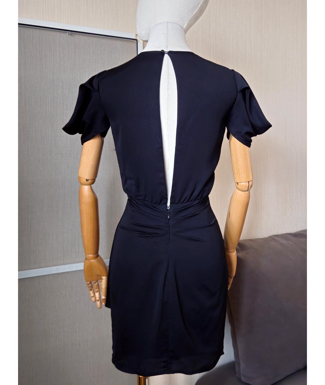 ELISABETTA FRANCHI Черное ацетатное коктейльное платье, фото 6