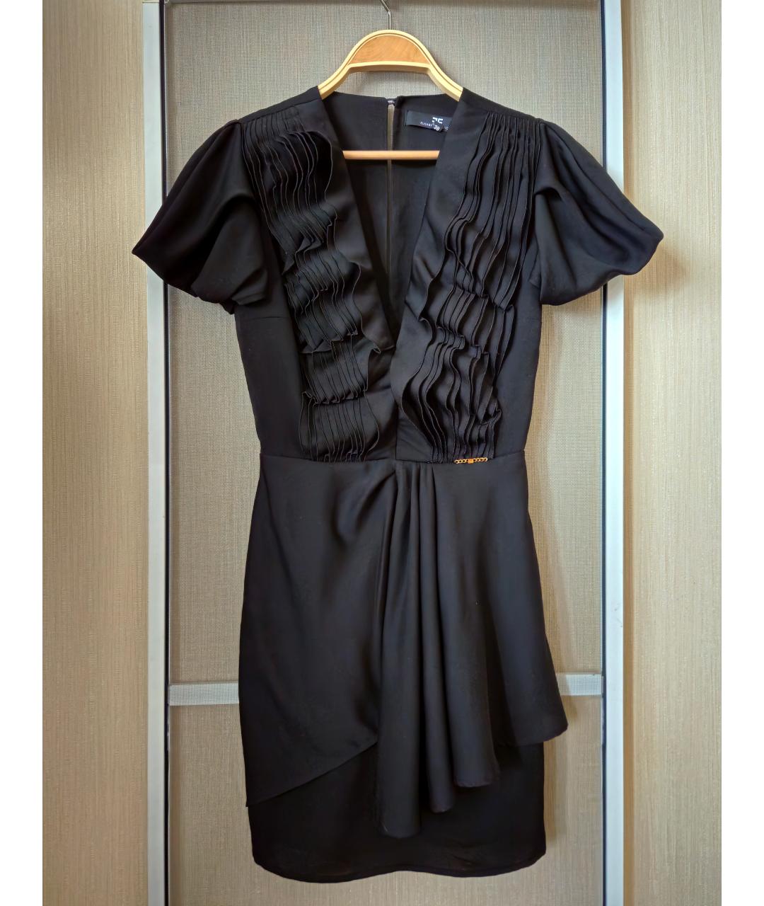 ELISABETTA FRANCHI Черное ацетатное коктейльное платье, фото 9