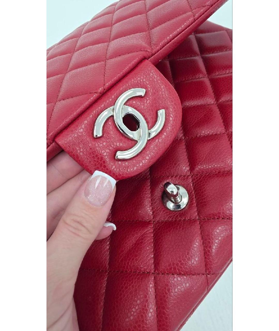 CHANEL Красная кожаная сумка через плечо, фото 5