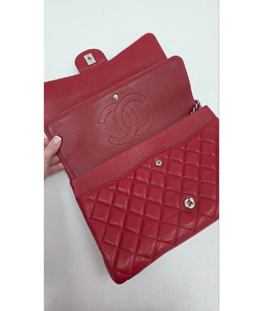 CHANEL Красная кожаная сумка через плечо, фото 4