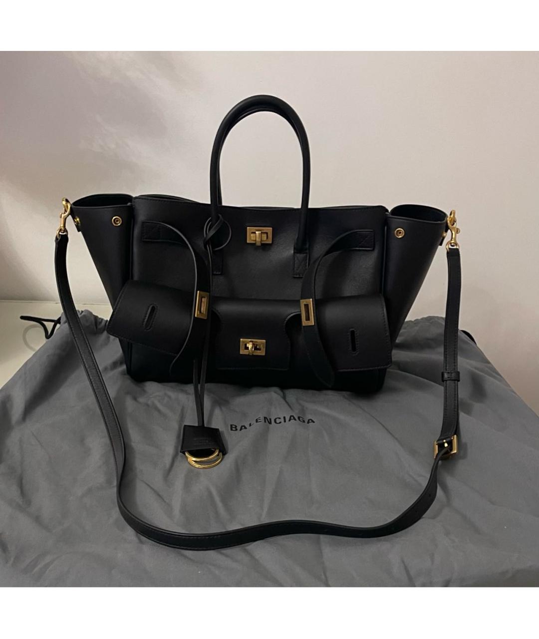 BALENCIAGA Черная кожаная сумка тоут, фото 7