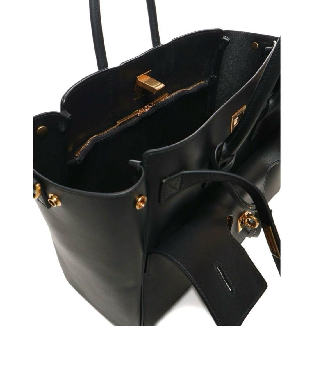 BALENCIAGA Черная кожаная сумка тоут, фото 4